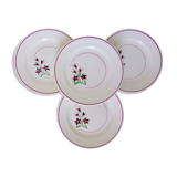 Set of 4 vintage porcelain dinner plates from the Salins factory