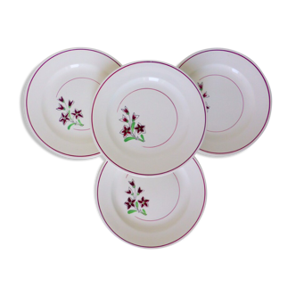 Set of 4 vintage porcelain dinner plates from the Salins factory
