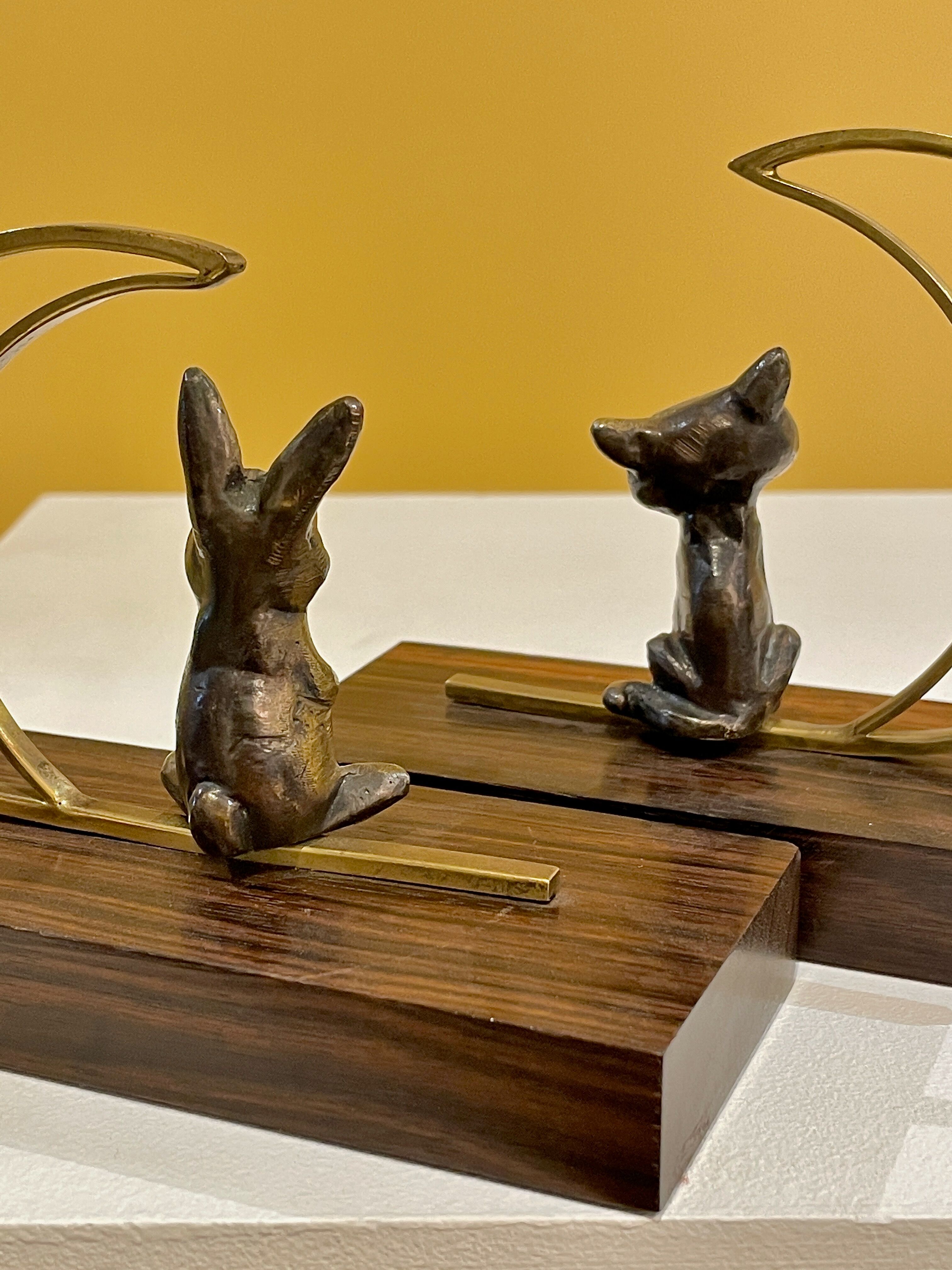 Serre-livre animalier en bronze, France 1960's