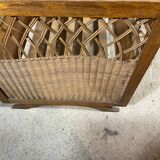 Children's bed in wood and wicker from the 50s and 60s