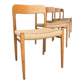 Lot de 4 chaises Møller 75 en chêne