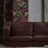 Stouby Møbelfabrik, two-seater sofa in mid-century style in brown leather, 1970s.