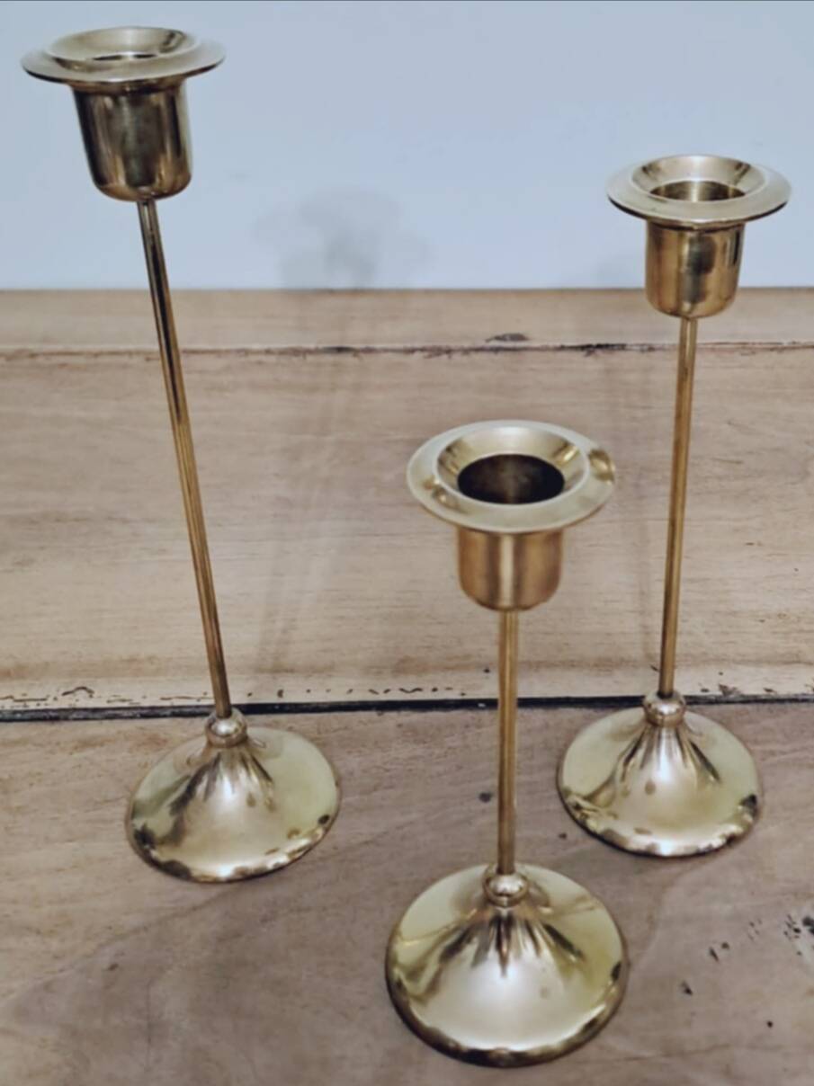 3 art deco candlesticks