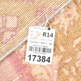 2x7 pink and brown turkish runner rug, 204x58cm