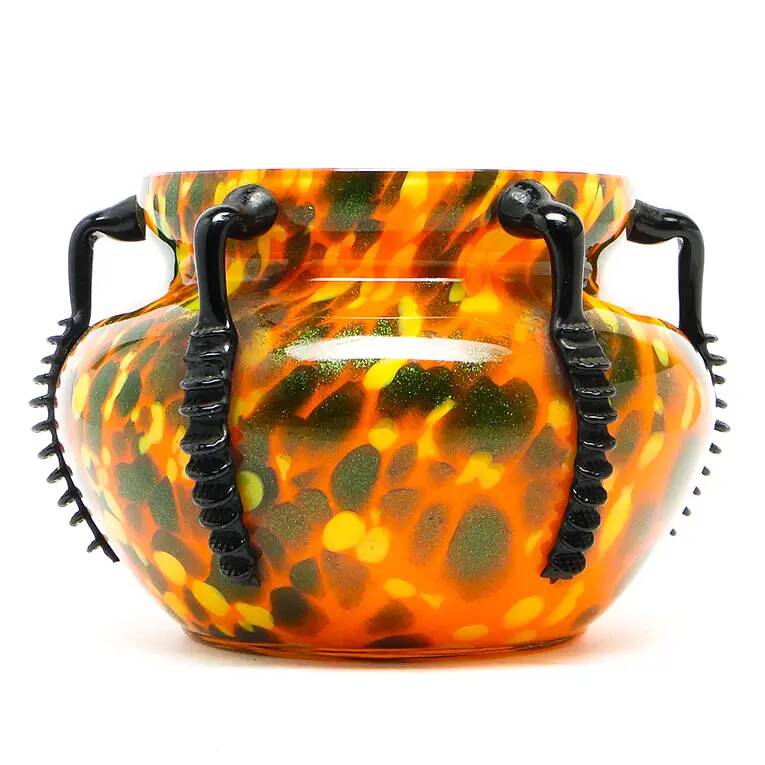 Art Deco vase, spatter glass, Welz Glassworks, Czechoslovakia, 1930s