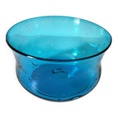 Coupe vintage en verre bullé bleu turquoise