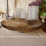 Art Deco cut or dish in smoked glass