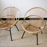 Paire de fauteuils en rotin
