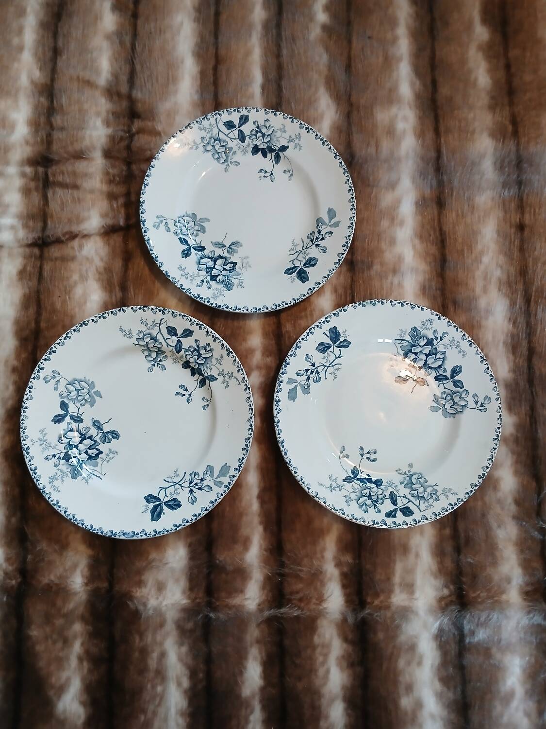 12 antique flat plates in ironstone