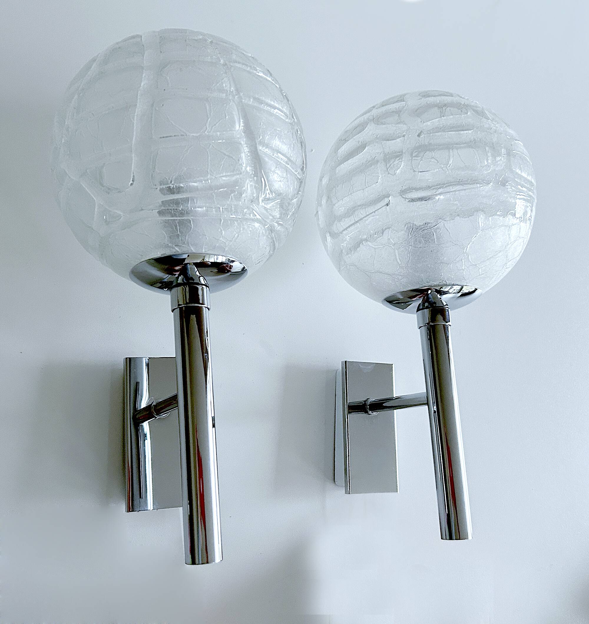 Pair Vintage Brutalist Bubble Glass Sconces