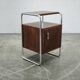 Bauhaus Oak and Chrome Tubular Nightstand, Czechoslovakia 1940s