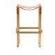 Tabouret de Bar Acier Laiton Vieilli et Cuir de Selle Marron Foncé, Style Contemporain