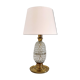 Italian mid-century table lamp with brass and creased murano glass