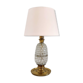 Lampe de table italienne du milieu du siècle avec laiton et verre de Murano plissé
