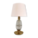 Italian mid-century table lamp with brass and creased murano glass