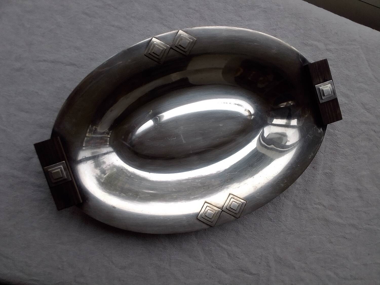 Art deco silver metal basket dish