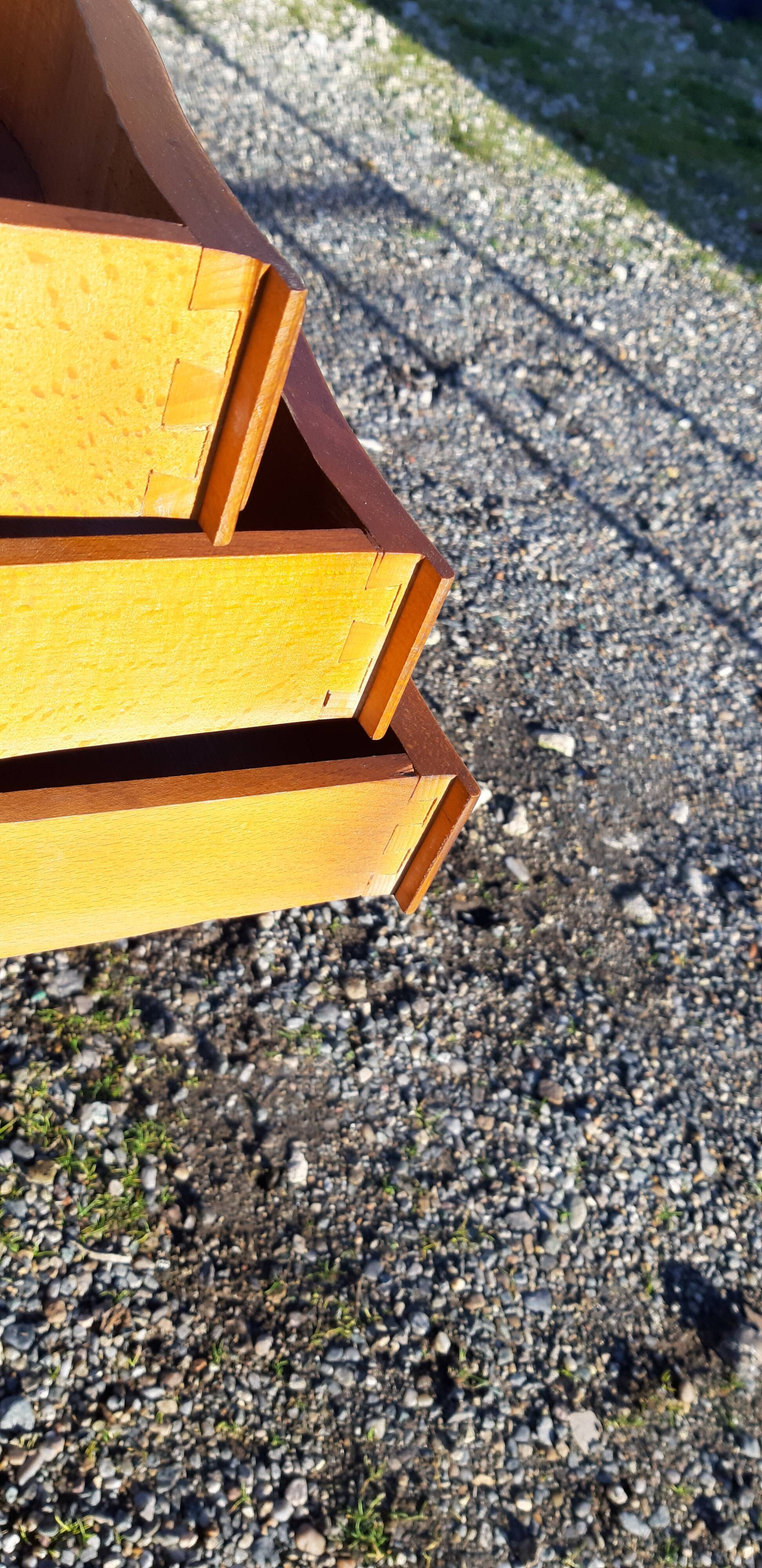 Pair of cherry bedside tables 3 drawers