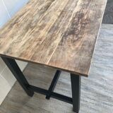 Old farm dining table, solid wood and black foot