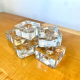Set of 6 square molded glass candle holders