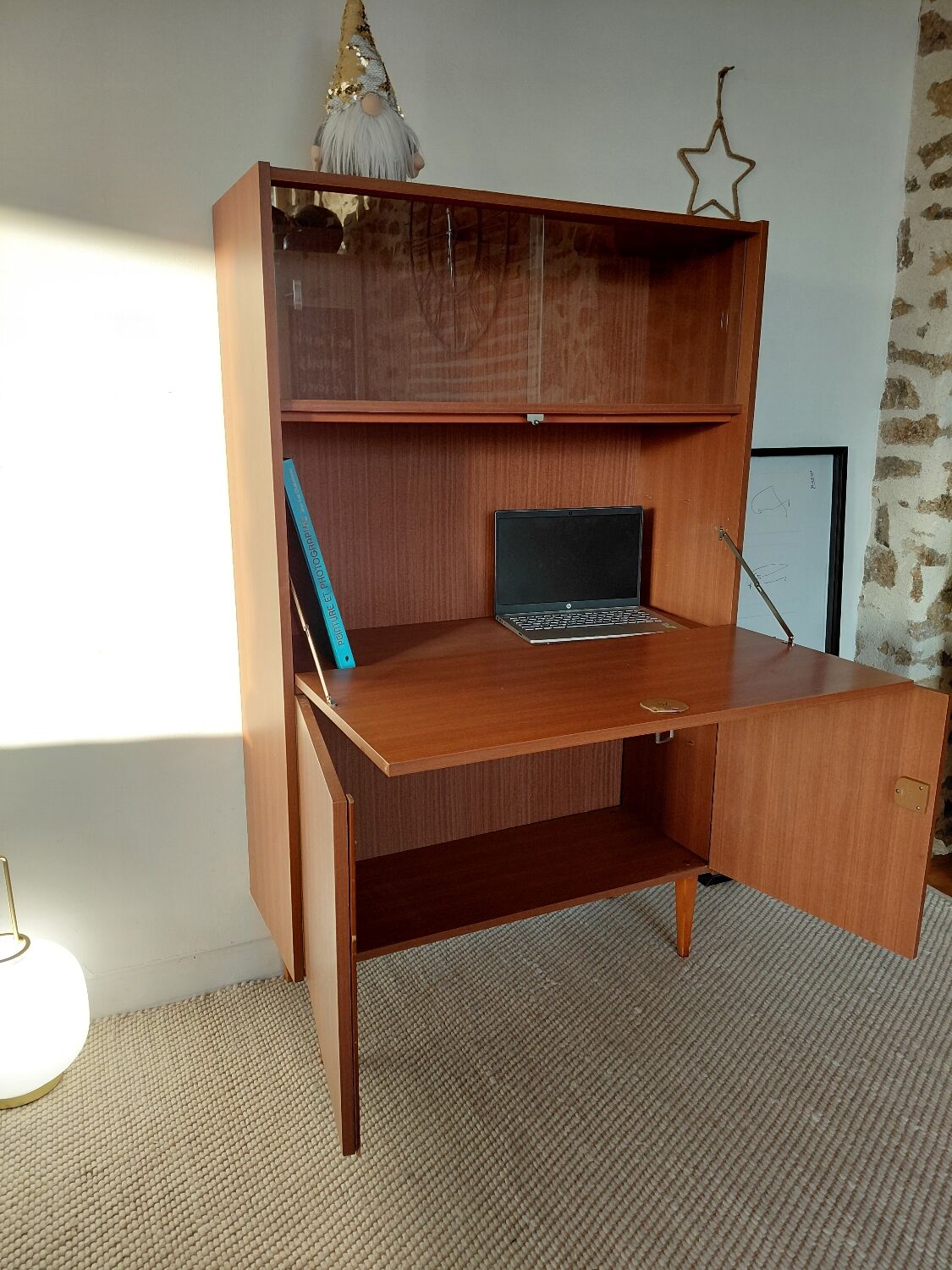 Vintage Scandinavian secretary desk from the 1960s - mid-century design.