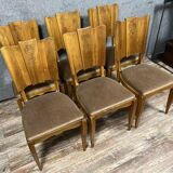 Set of 6 Art Deco period walnut chairs with fan backs, circa 1930