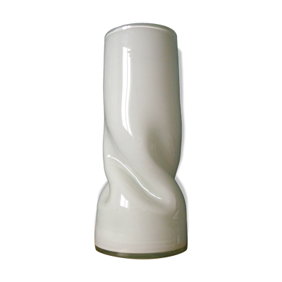 Vase Sculptural Torsadé Murano Sommerso Opaline Blanche - 37cm