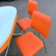 Formica leatherette chair with orange table, vintage 70s Space Age