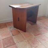 Gustave Gautier 1960 massive elm butterfly butterfly tabouret