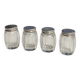 Set of hallmarked silver and fluted domed glass salt/pepper shakers