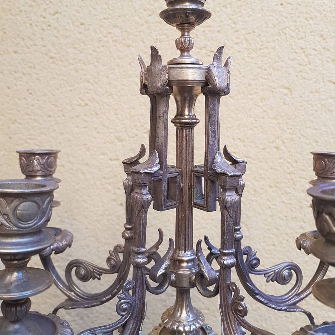 A pair of candle holders