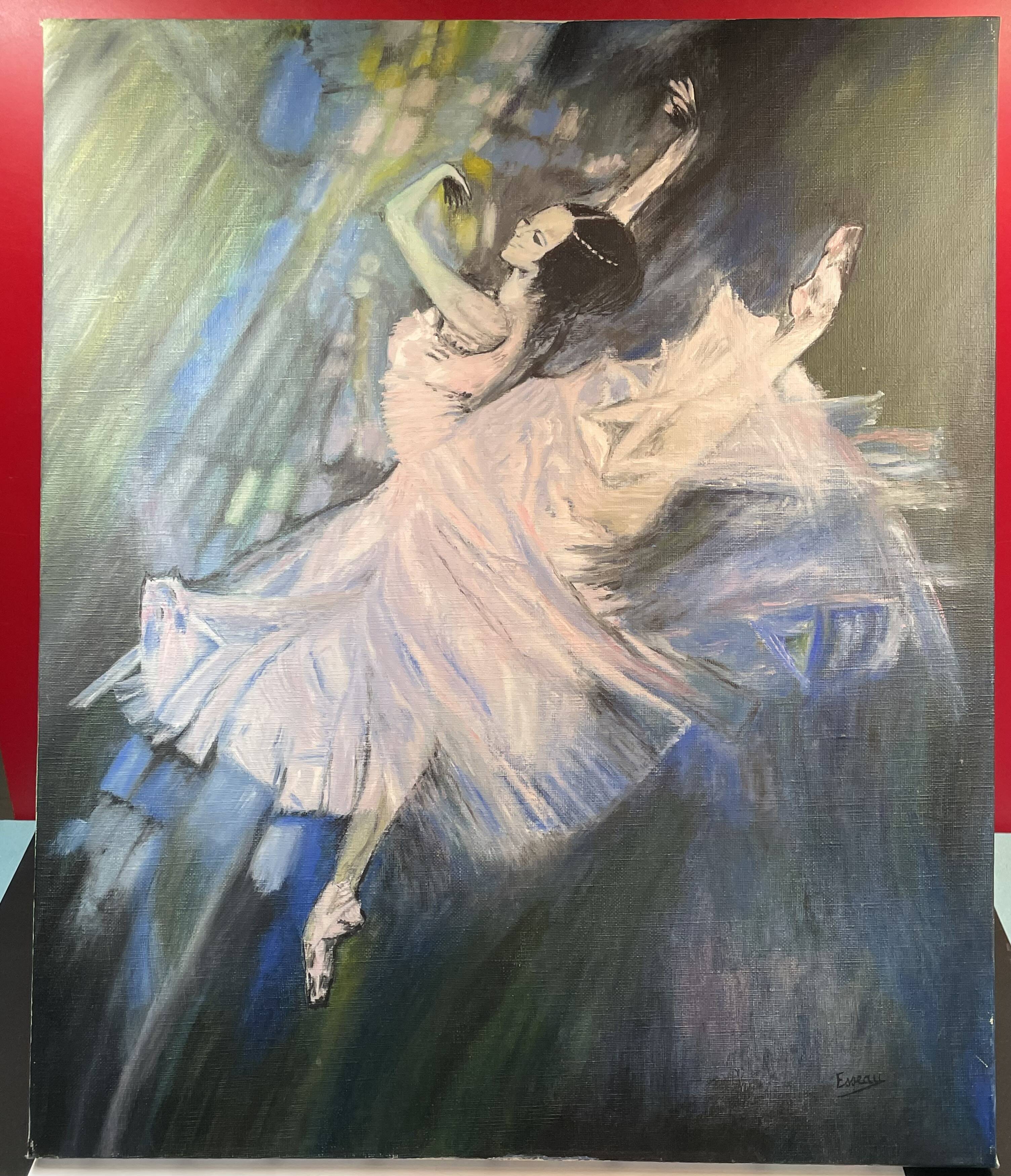 Acrylic Painting or Oil on canvas Dancer, little rat! signed Esseau