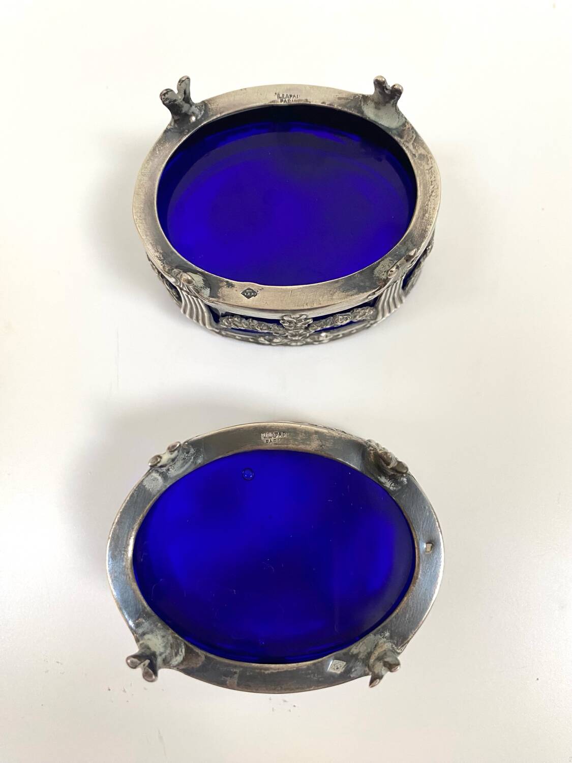 Paire de salerons en argent massif - Orfèvre Léon Lapar 1880