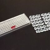 1970s Box of 12 transparent Plexiglas knife holders
