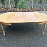 Renovated Louis Philippe 19th-century extendable round dining table 200cm