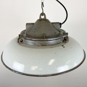 Industrial Grey Enamel Factory Cage Pendant Lamp in Cast Iron from Zaos, 1960s