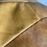 Set of 2 patchwork leather poufs brown camel De Sède