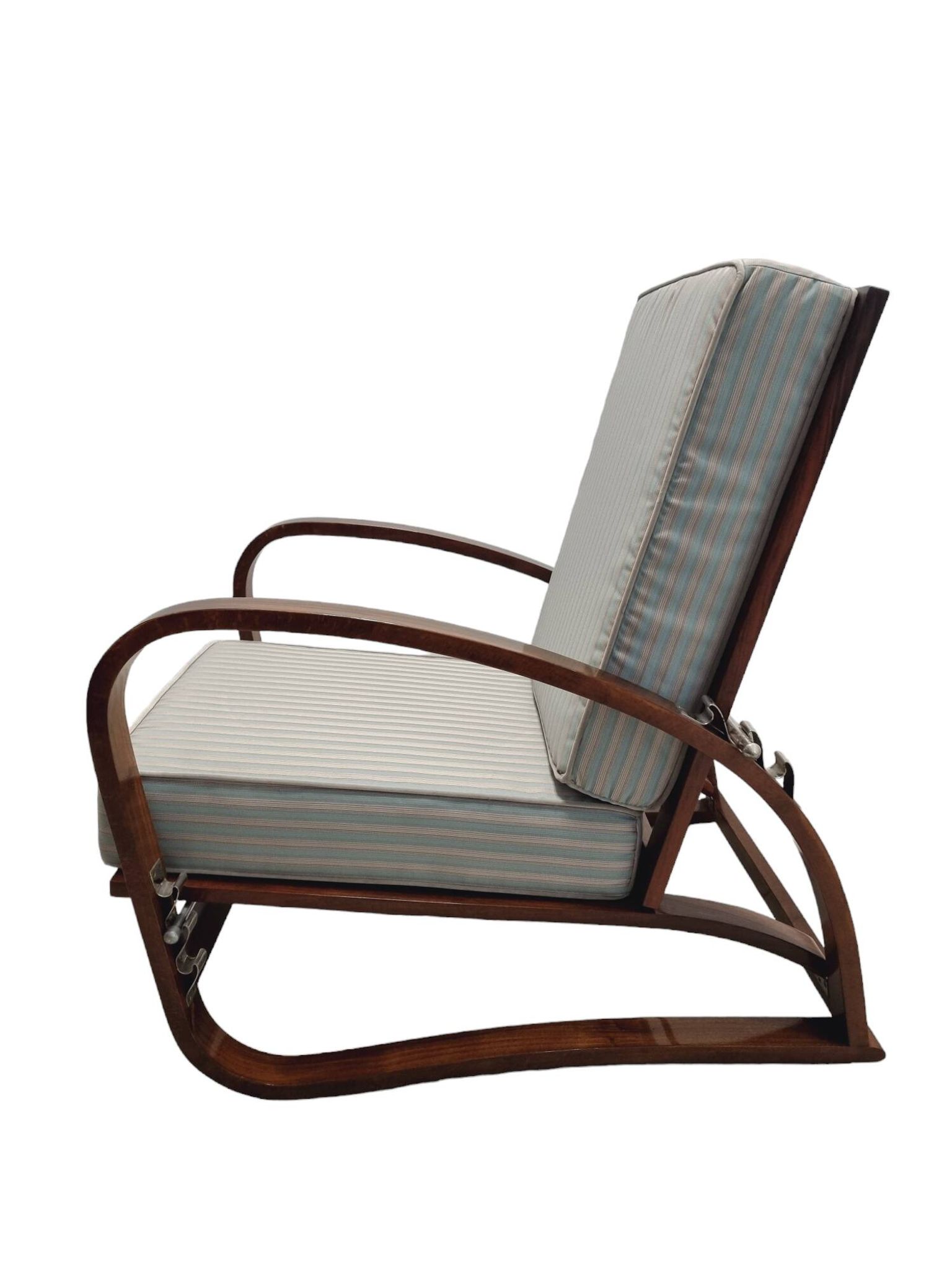 Adjustable H-70 Walnut Bentwood Lounge Chair by Jindrich Halabala, 1930s