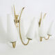 Pair of brass wall sconces and double tube in white opaline 1960