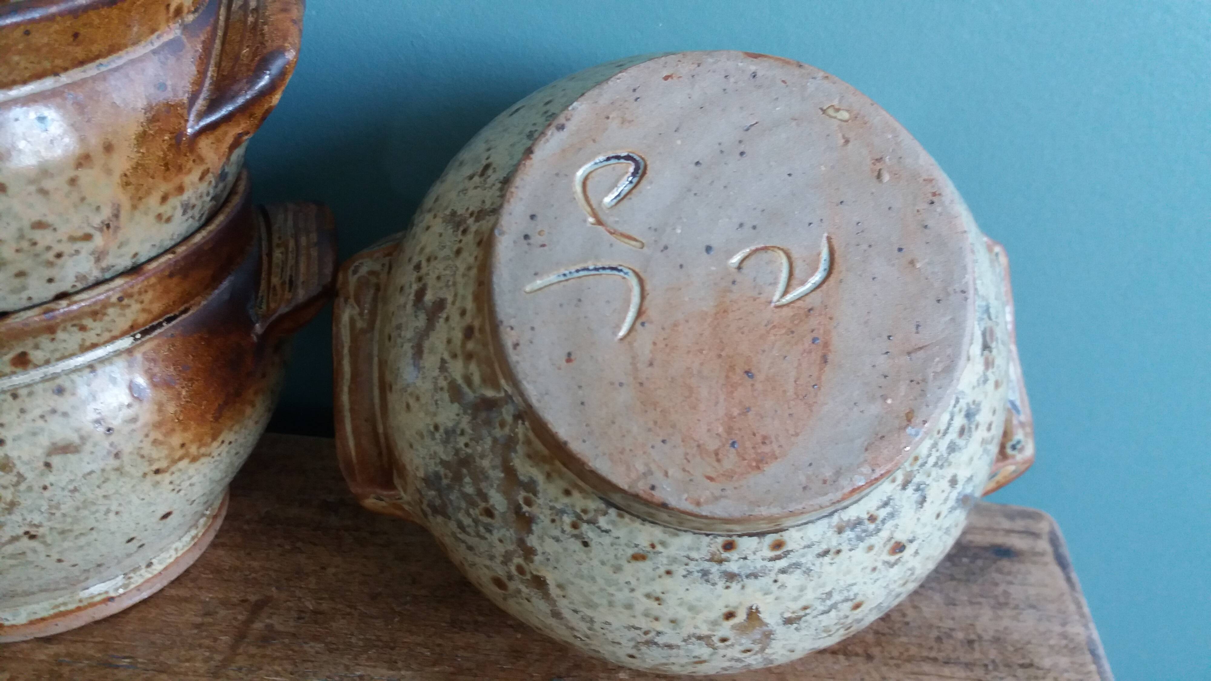 Stoneware soup bowls from Puisaye, signed Jean-Pierre Prud’homme