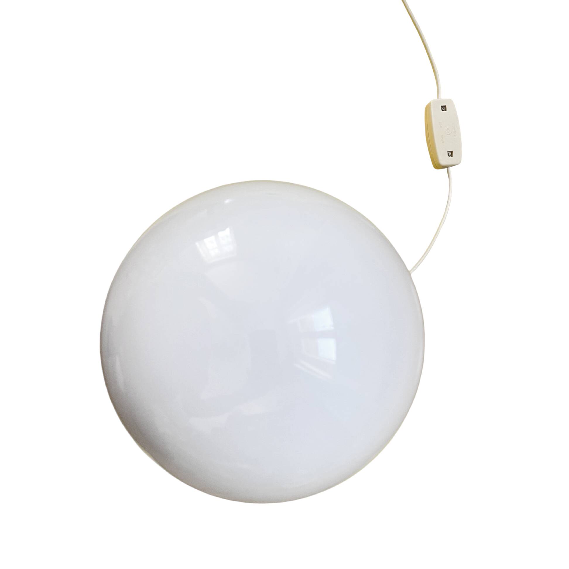 White, spherical space age table lamp, Poland 1980s.