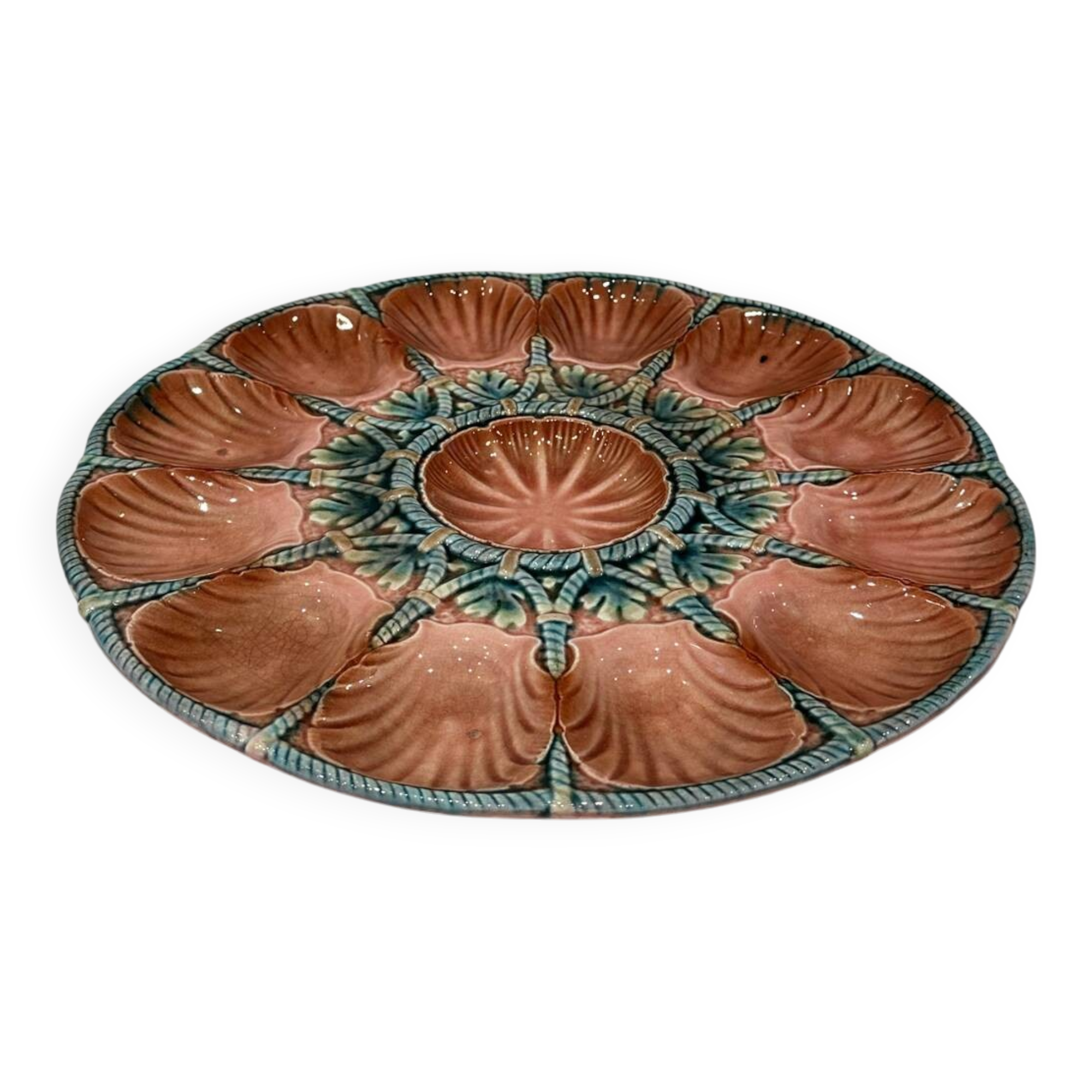 Sarreguemines earthenware oyster dish