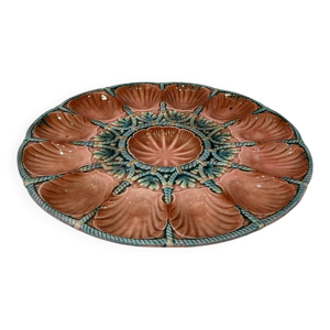 plat à huîtres en barbotine - sarreguemines