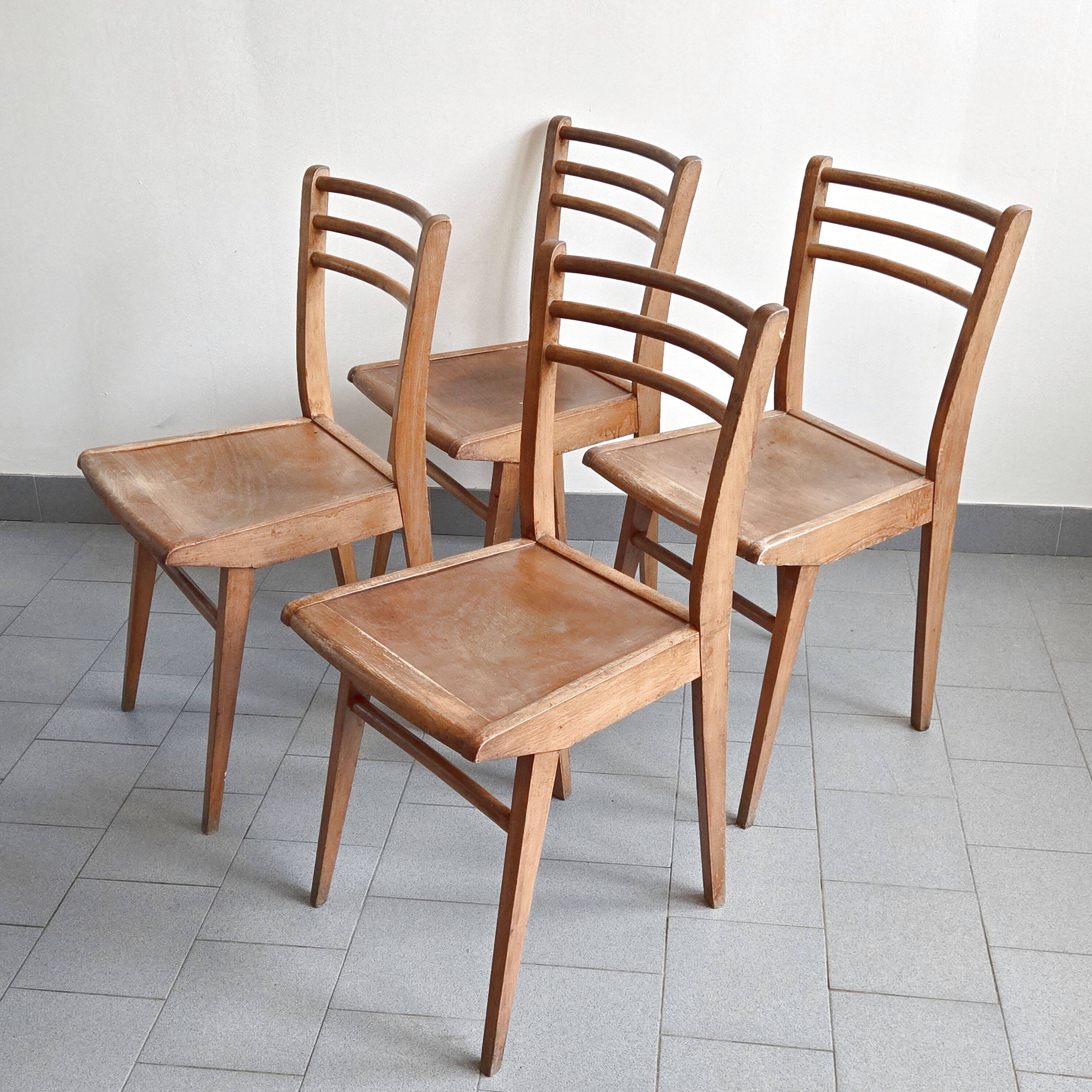 Suite de 4 chaises bistrot Luterma 1950 vintage