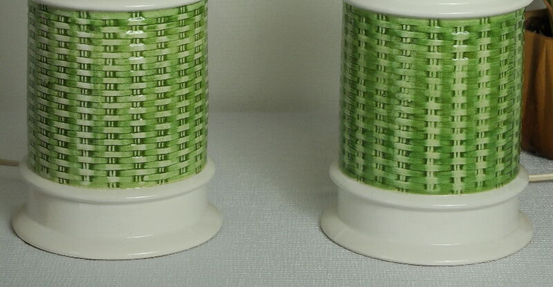 Pair of legs of ceramic lamp basketry italy vintage