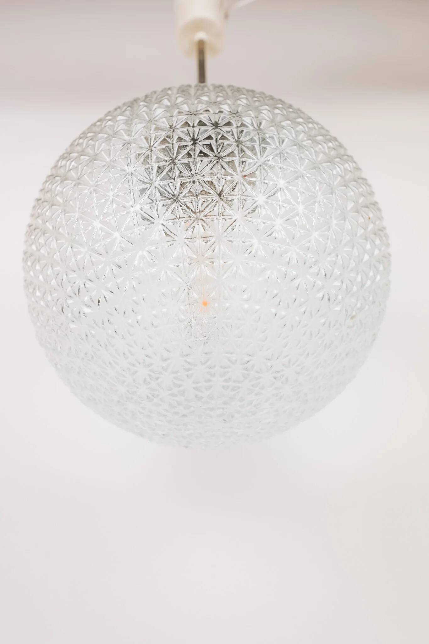 Vintage Mid Century Modern round glass pendant light
