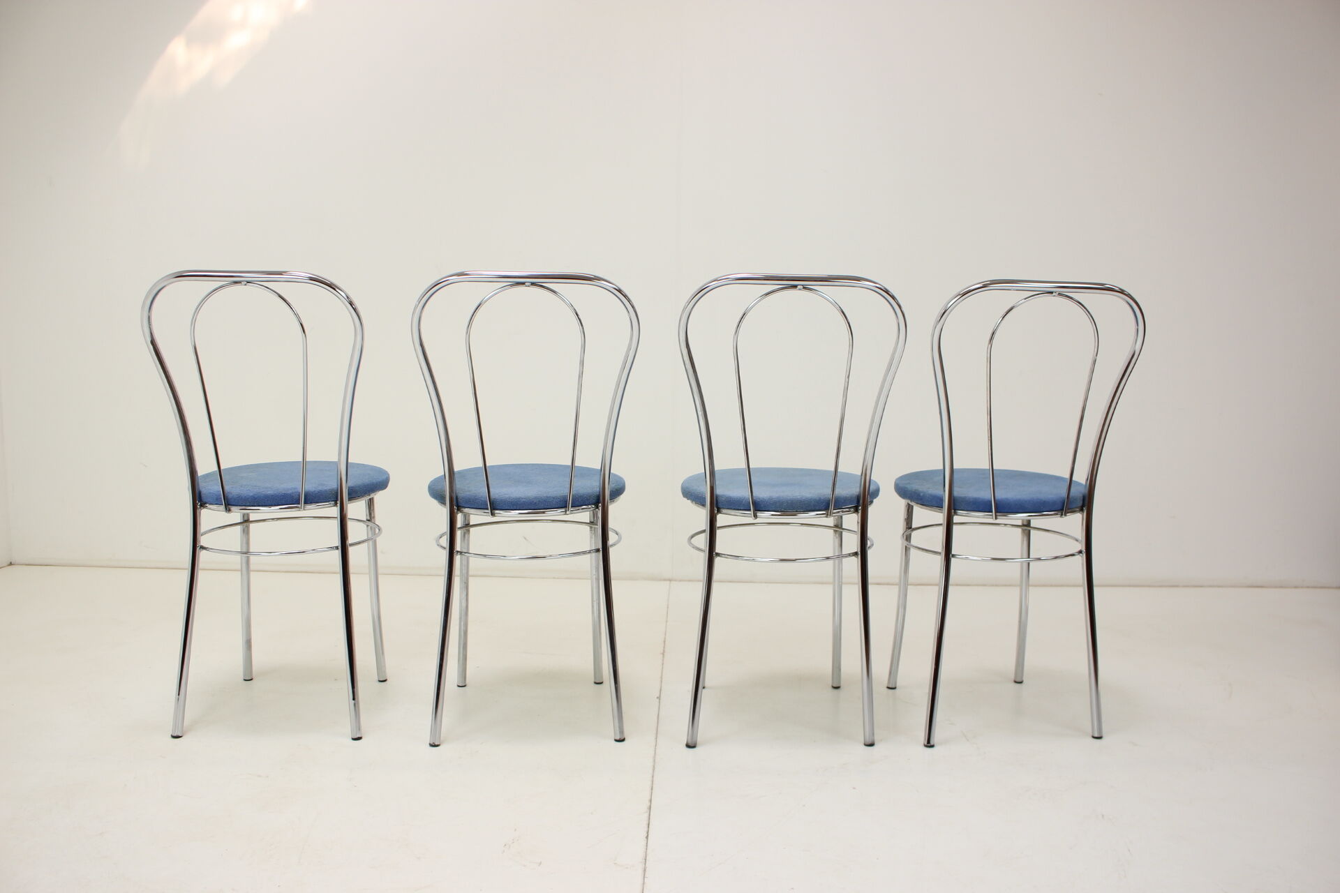 1980s Set of Four Chrome Dining Chairs, Italy