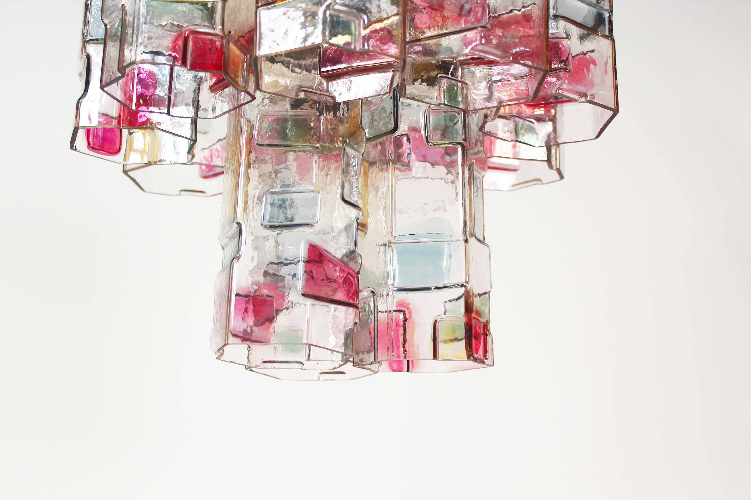 Muranoglass and brass chandelier attributed to Poliarte