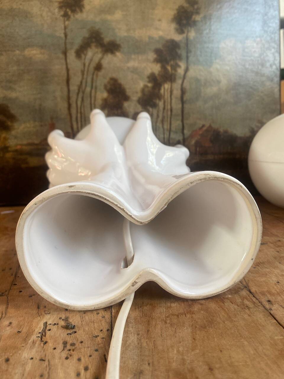 vintage ceramic and opaline hand lamp