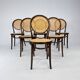 Set of 6 Zpm Radomsko Bentwood and Cane Dining Chairs, 1970s