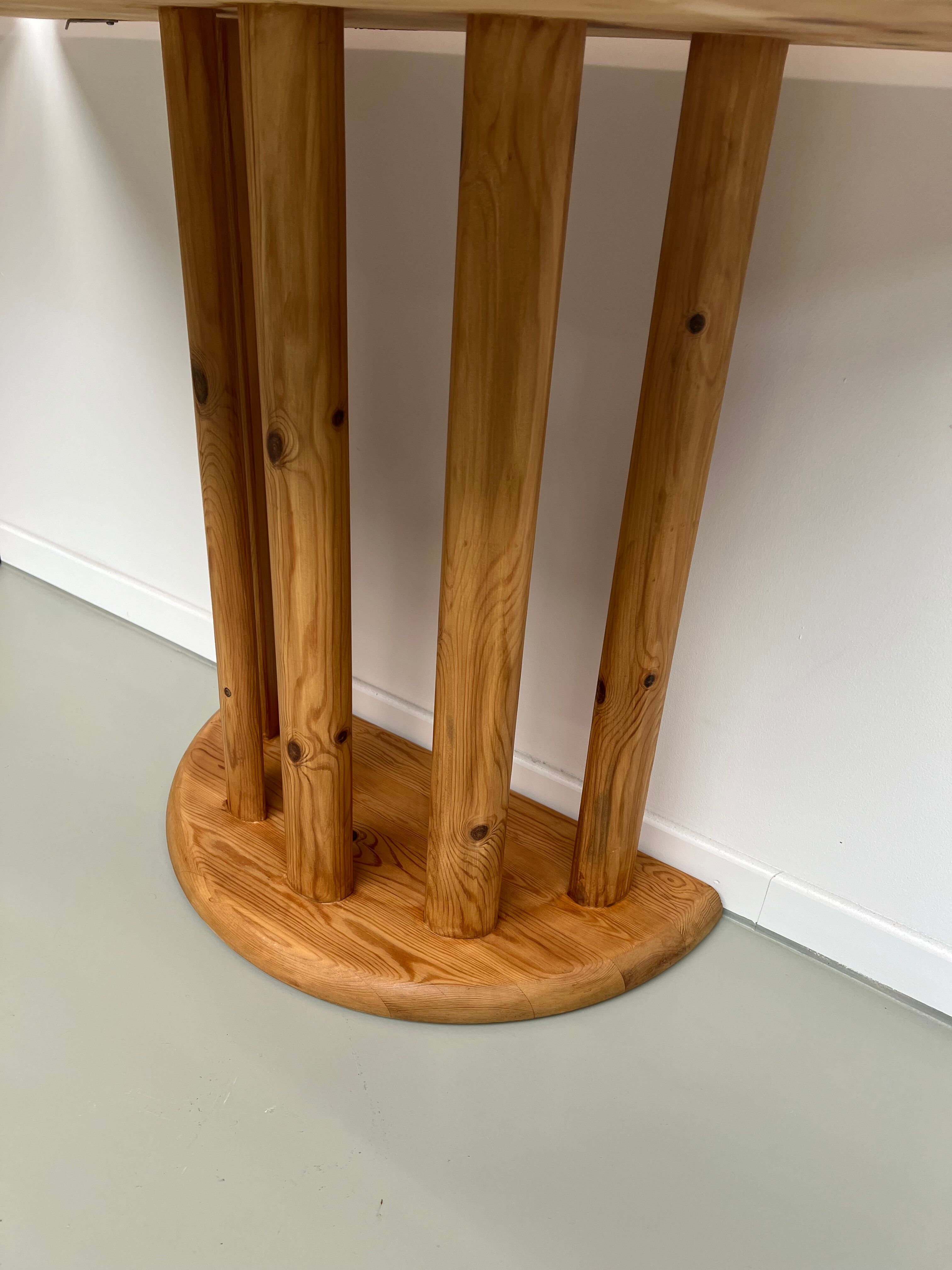 Circular pine dining table by Rainer Daumiller, 70s